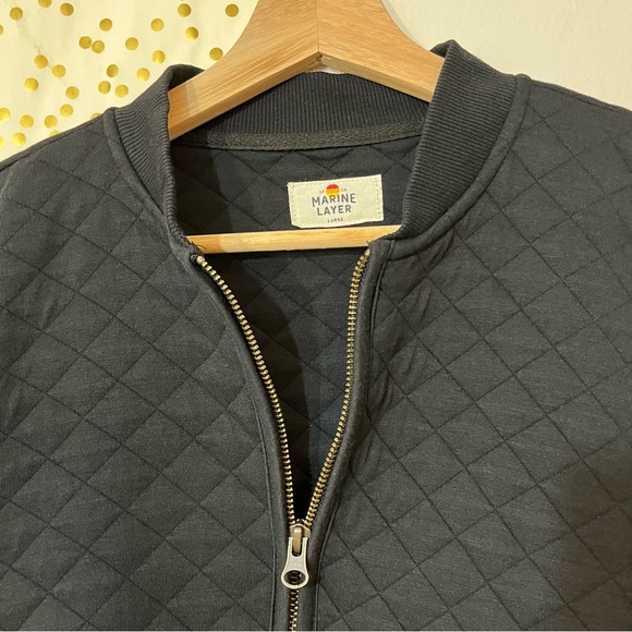 Marine Layer Corbet Black Cropped Quilted Bomber Jacket size Large - Picture 6 of 10